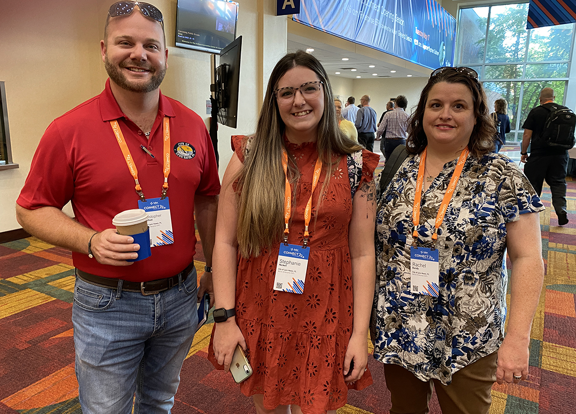 From left to right, Samuel Blake, Stephanie Nickell, and Rachel Bundy traveled to Connect 2022 from the city of Lynn Haven, Florida.