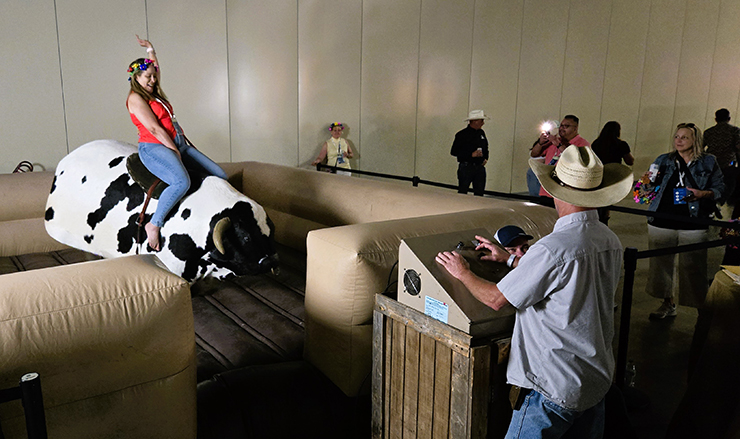 Lots of laughter and cheers were heard at the mechanical bull corral