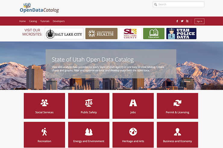 State of Utah Open Data Catalog home page