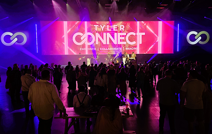 Crowd watching a band