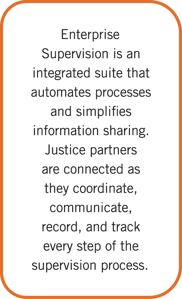 Enterprise Supervision is an integrated suite that automates processes and simplifies information sharing. Justice pa...