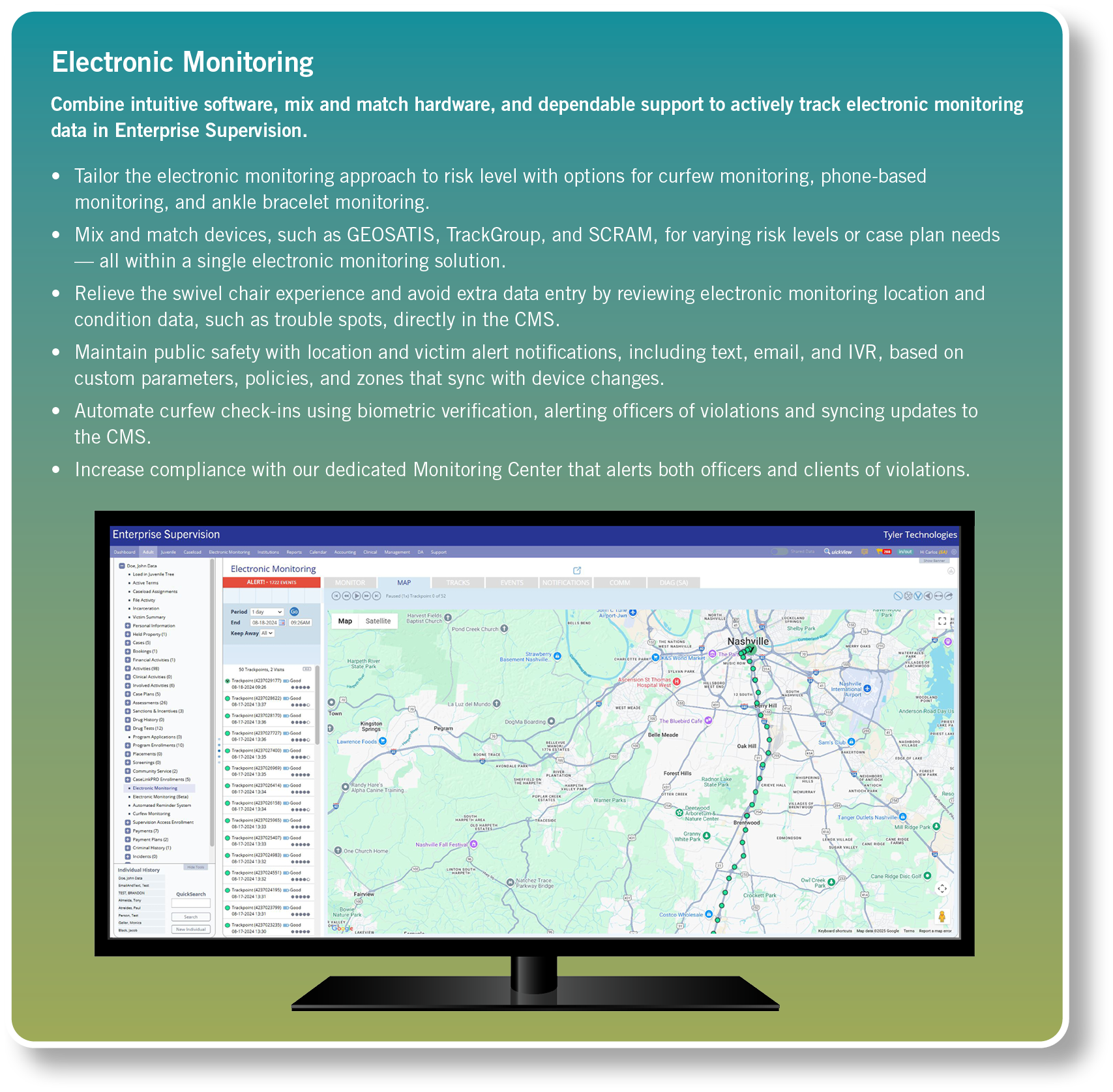 Electronic Monitoring Combine intuitive software, mix and match hardware, and dependable support to actively track el...