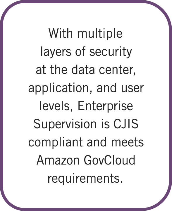 With multiple layers of security at the data center, application, and user levels, Enterprise Supervision is CJIS com...